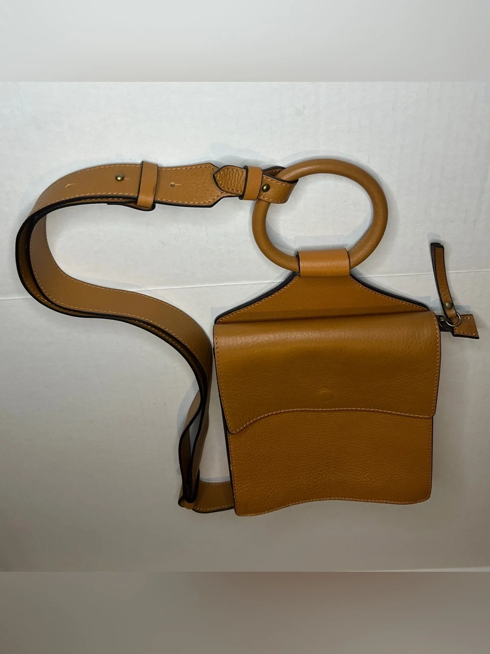 Sundance Tan Leather Crossbody Bag with Ring Handle